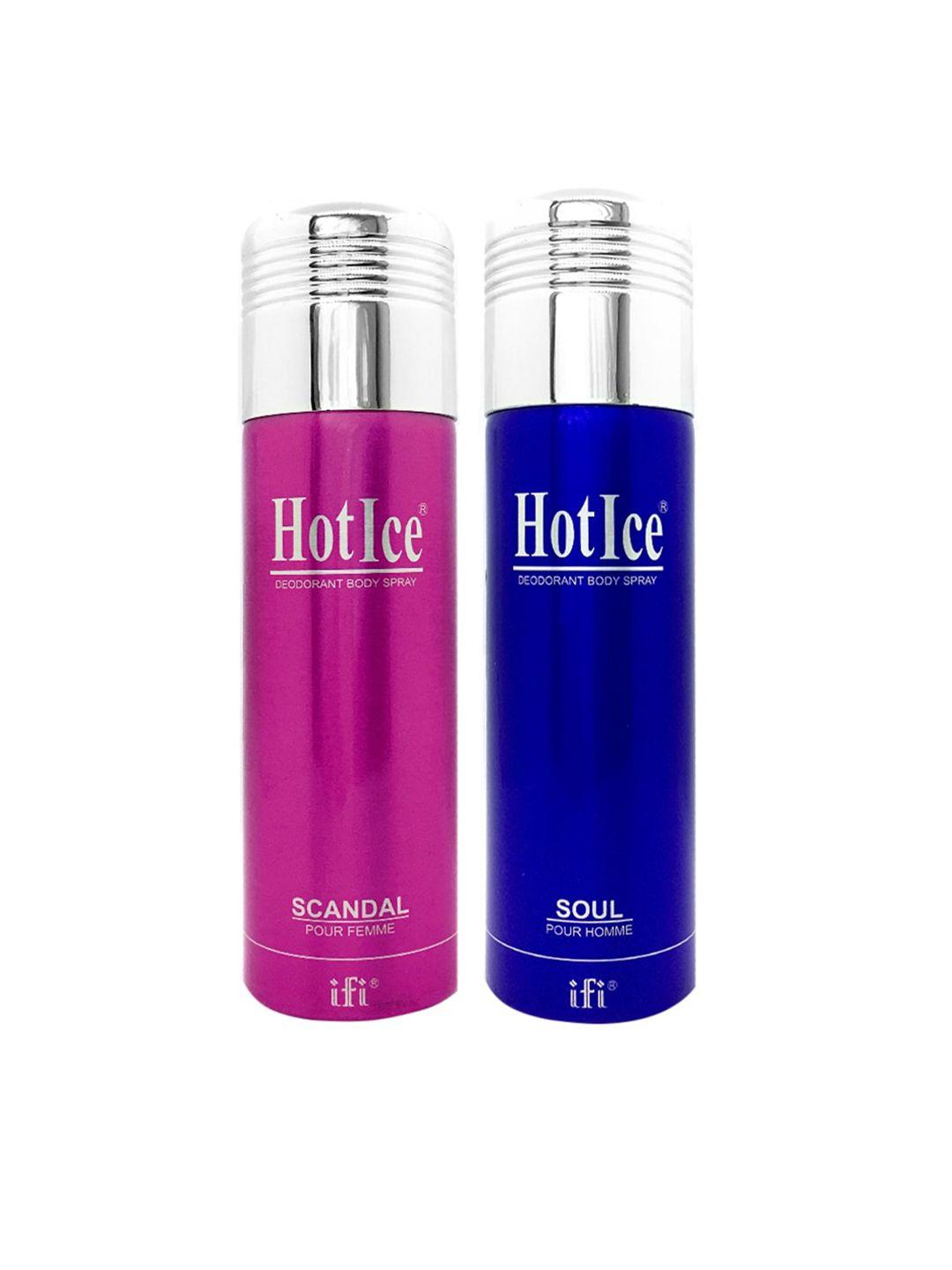 hot ice women set of 2 scandal fomme & soul homme deodorant - 200 ml each