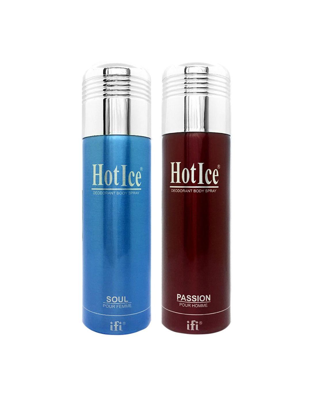 hot ice women set of 2 soul fomme & passion homme deodorant - 200 ml each