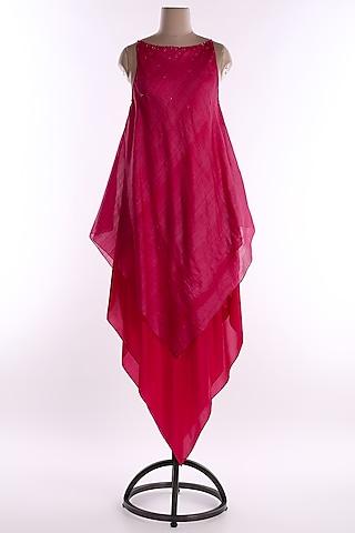hot pink asymmetric dress