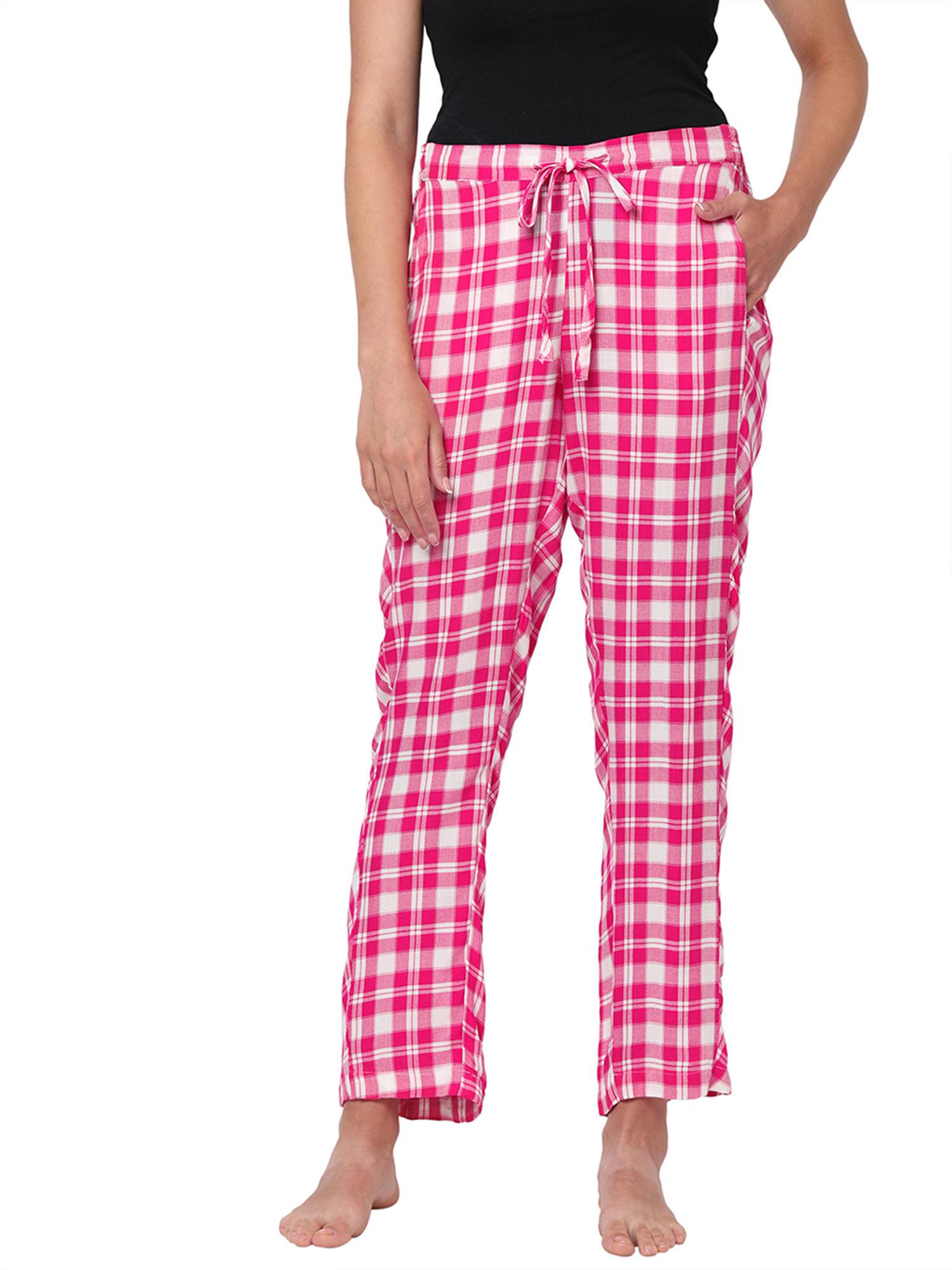 hot pink checked rayon pyjamas