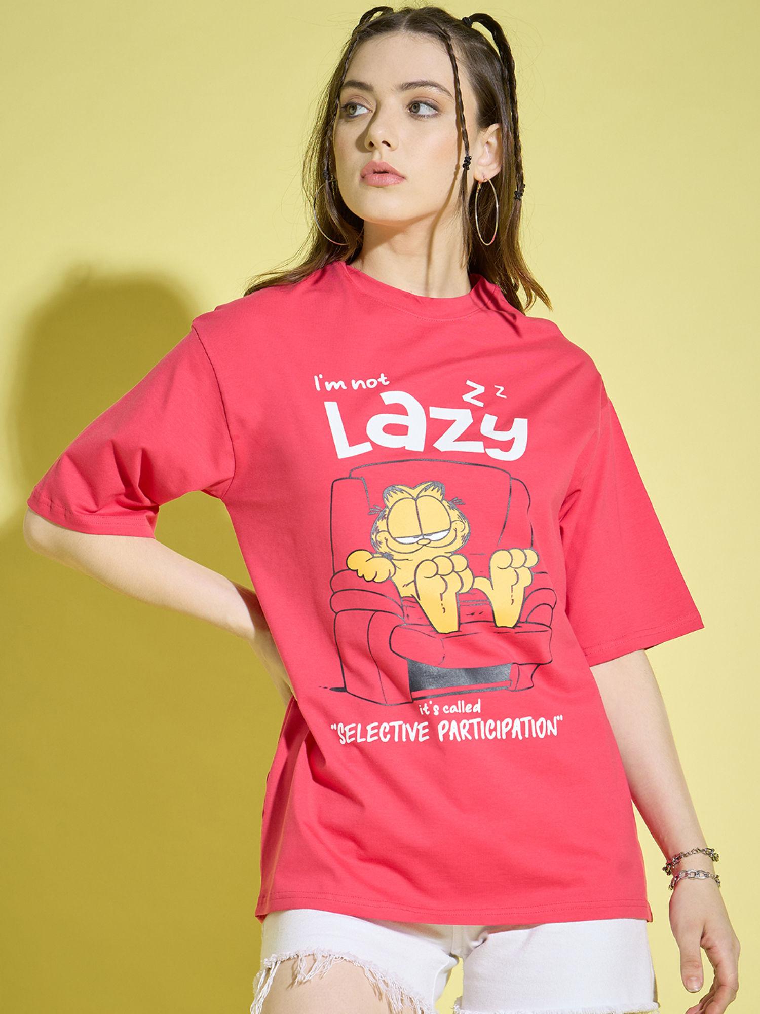 hot pink cotton baggy fit women t-shirt