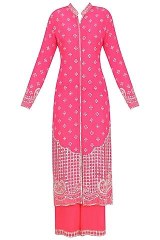 hot pink embellished jacket and sharara set