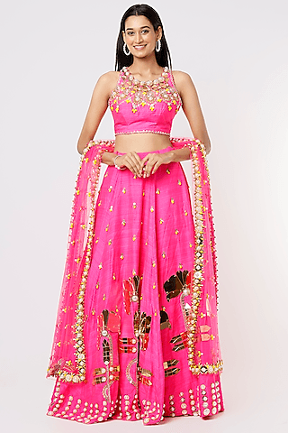 hot pink embellished lehenga set