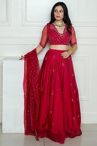 hot pink embroidered lehenga set