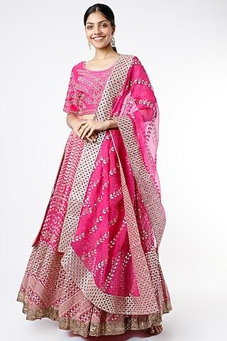 hot pink embroidered lehenga set