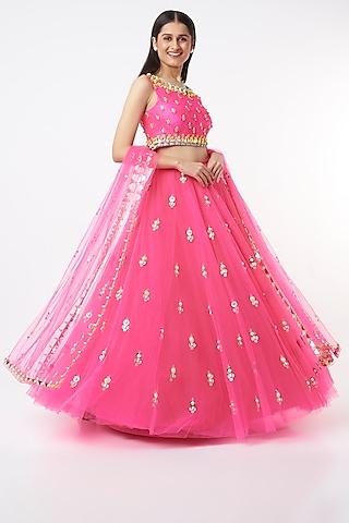 hot pink embroidered lehenga set