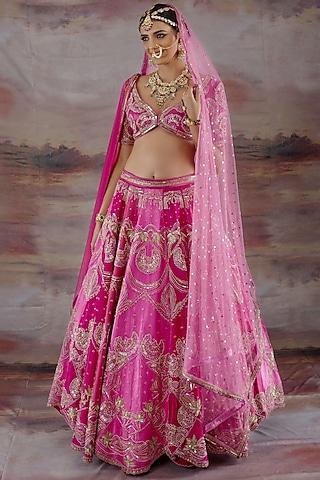 hot pink embroidered lehenga set