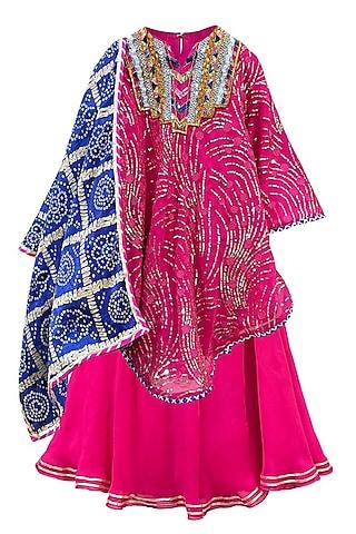 hot pink georgette sequins embroidered sharara set for girls