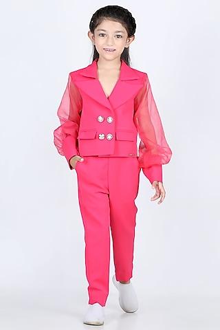 hot pink imported lycra pant set for girls