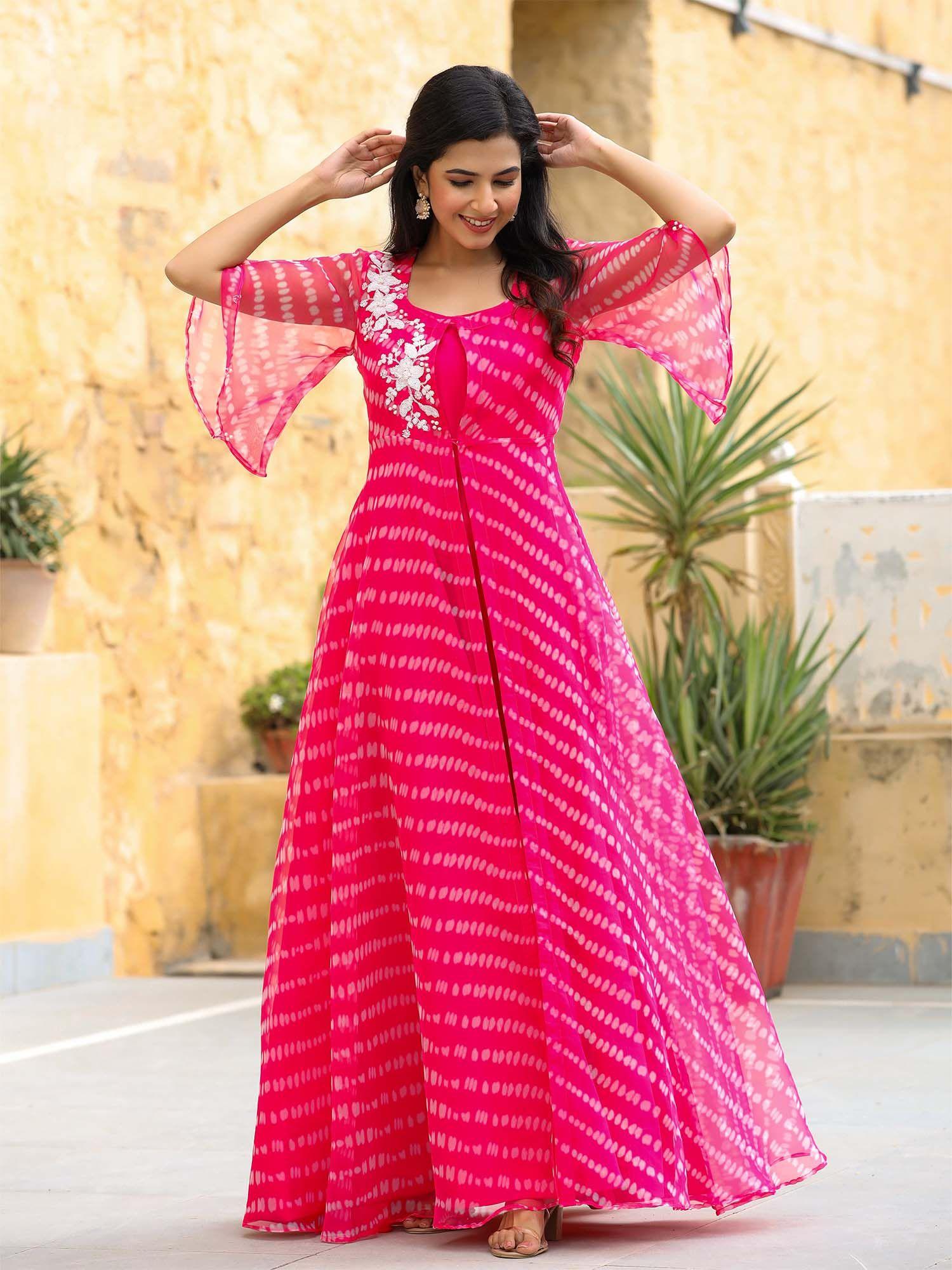 hot pink layered dress (set of 2)