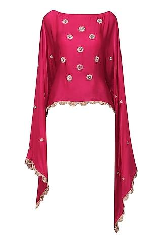 hot pink nargis embroidered cape