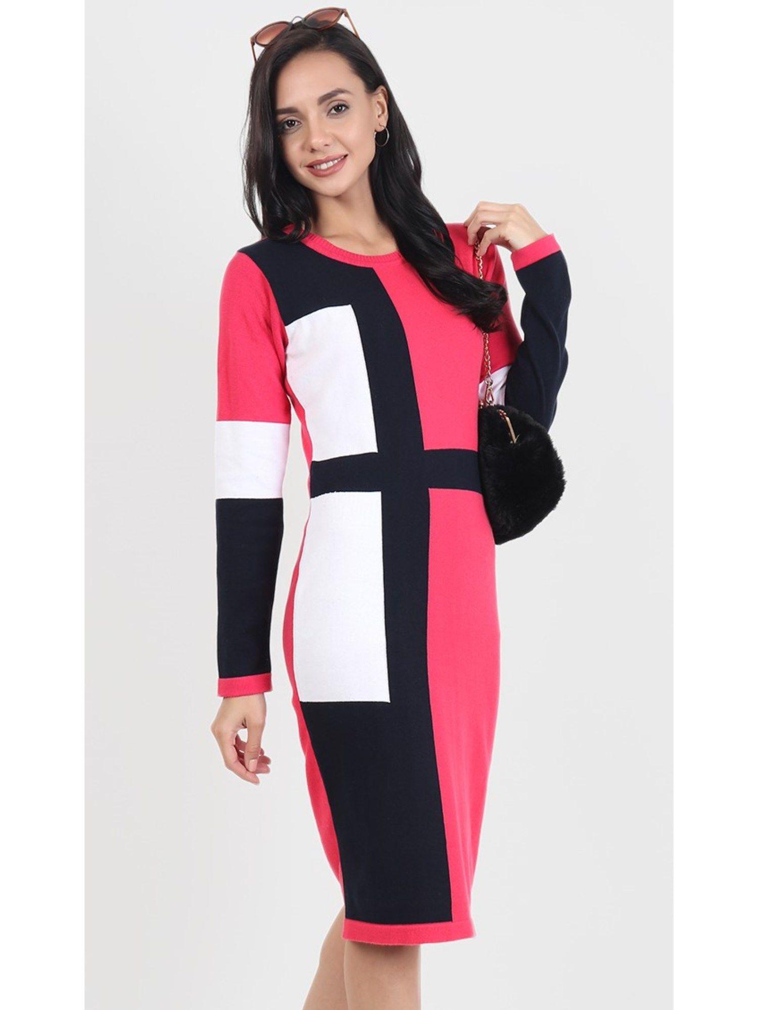 hot pink quad bodycon dress