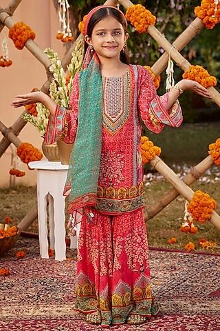 hot pink viscose georgette gharara set for girls