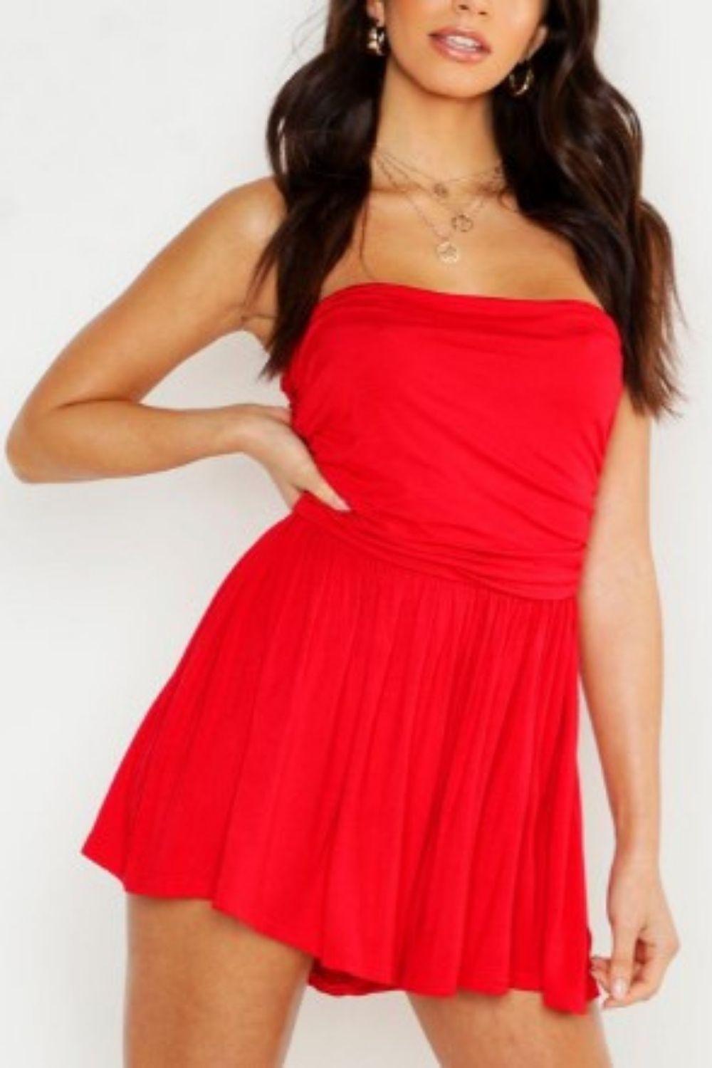 hot red playsuit tube