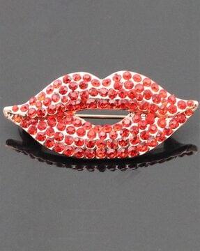 hot red stone lips brooch