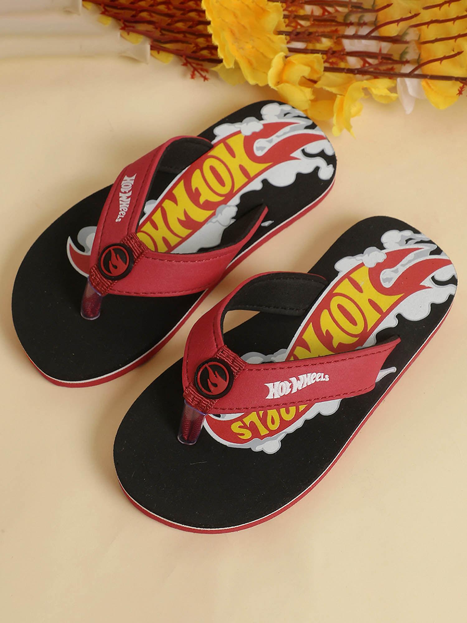 hot wheels printed kids boys black flipflops