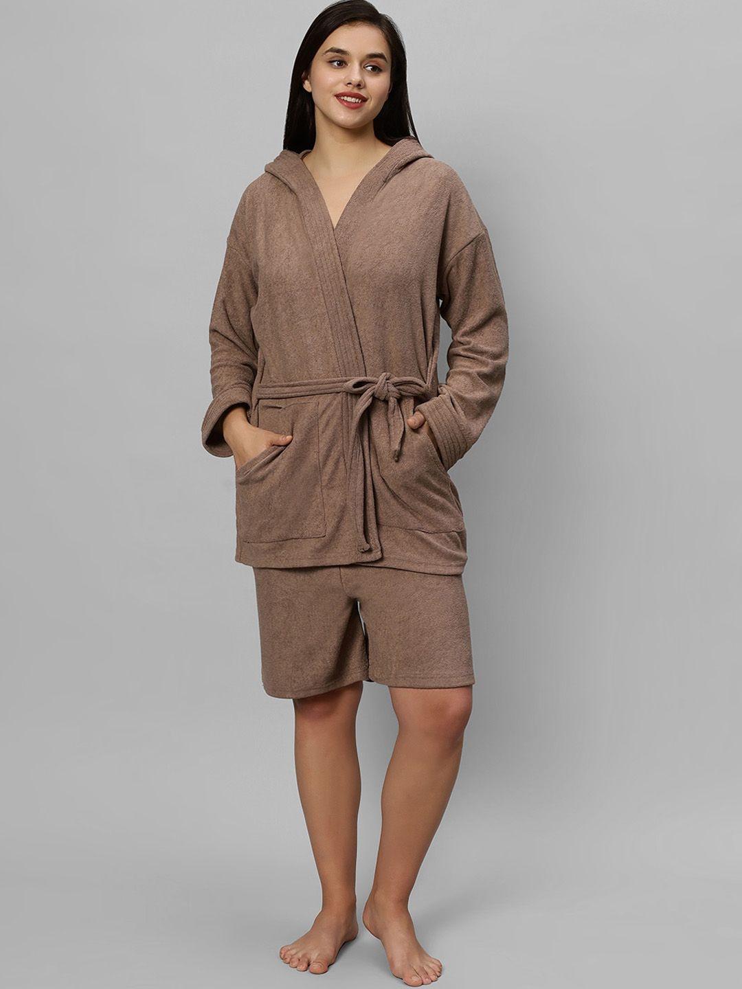 hotgown hooded double terry bath robe with shorts