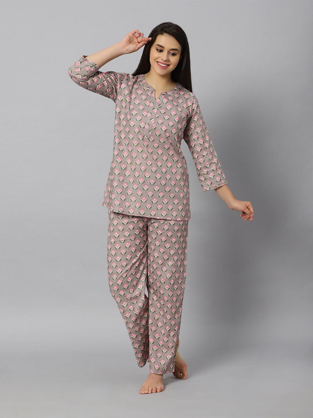 hotgown women pink printed night suit