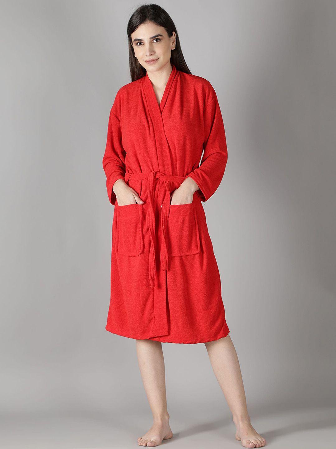 hotgown women red solid bath robe