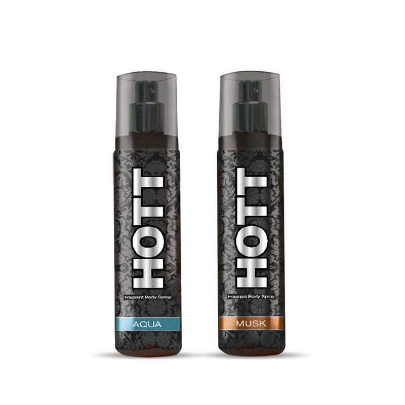 hott musk and aqua deodorant for men (pack of 2)
