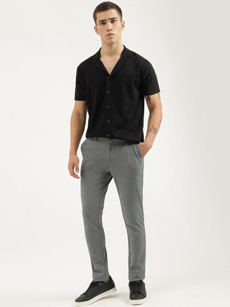 houndstooth slim fit trousers