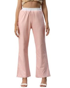 houndstooth trousers with drawstrings
