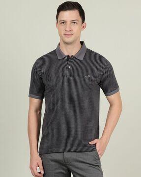 houndstooth pattern polo t-shirt