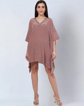 houndstooth print a-line dress