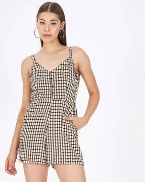 houndstooth print playsuit