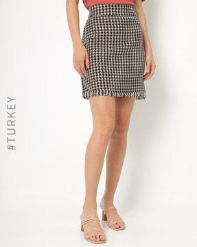 houndstooth straight skirt