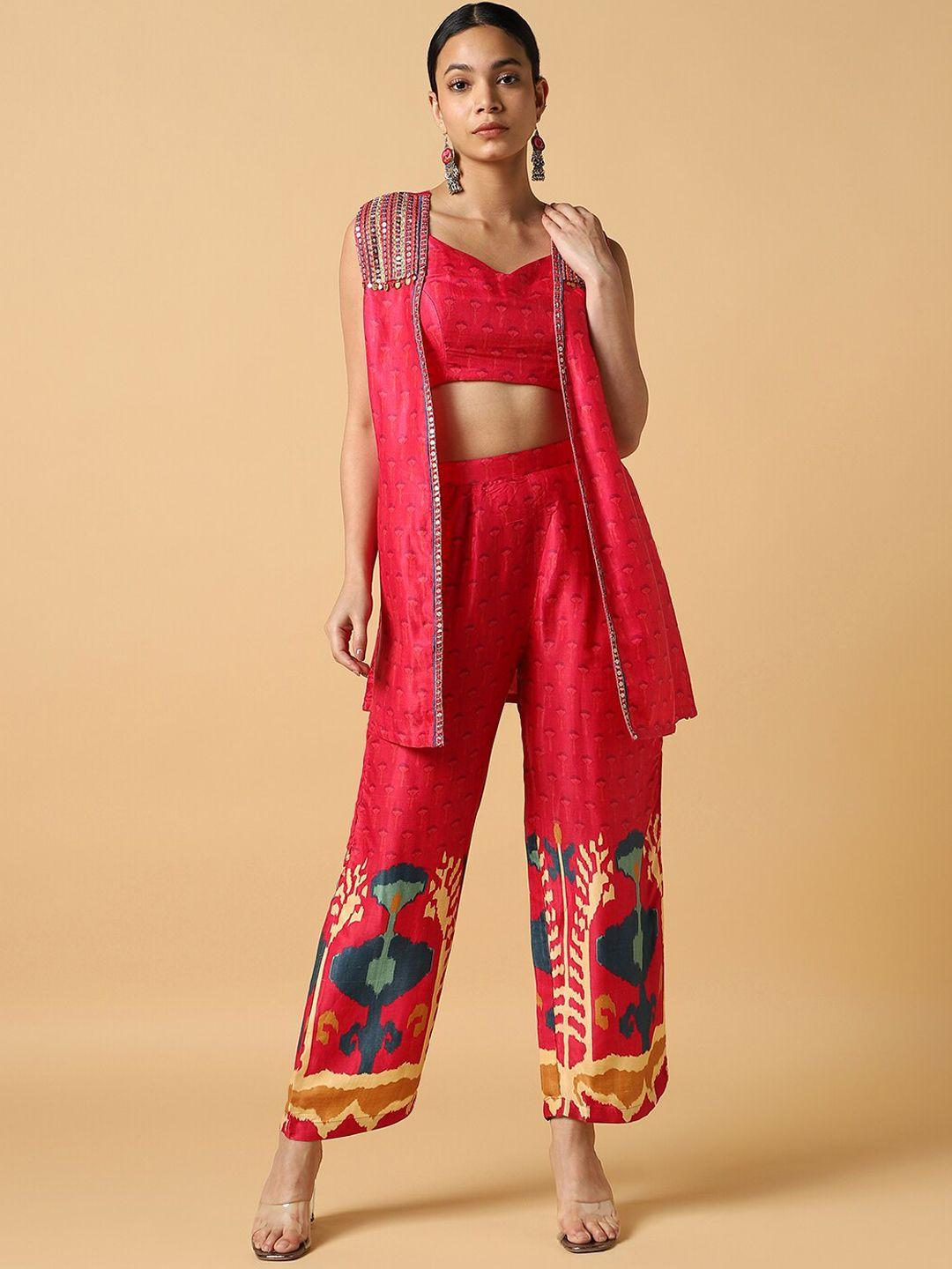 house of dharaa printed three piece co-ords set
