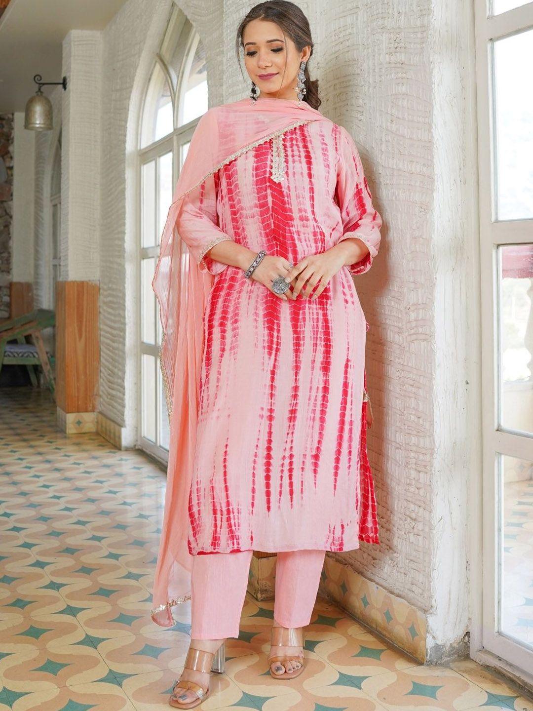 house of jamoti dyed thread work pure silk kurta with trousers & with dupatta