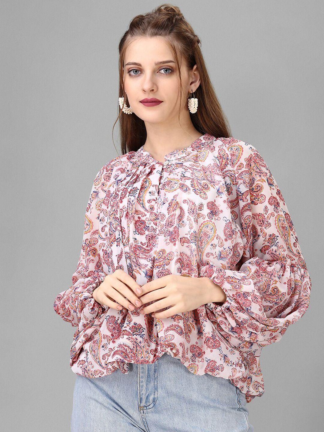 house of mira white floral print pu coated top