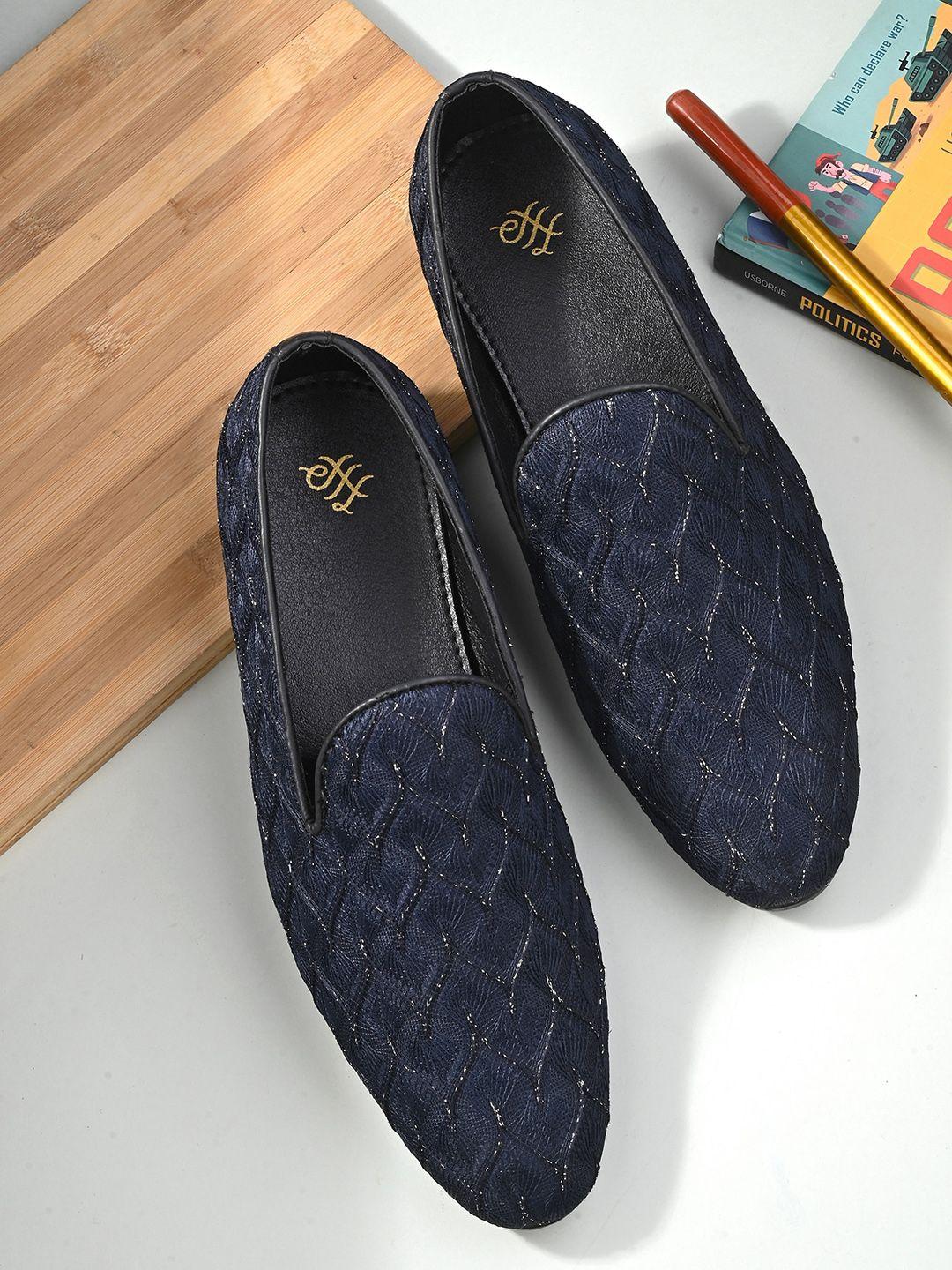 house of pataudi men embroidered casual loafers