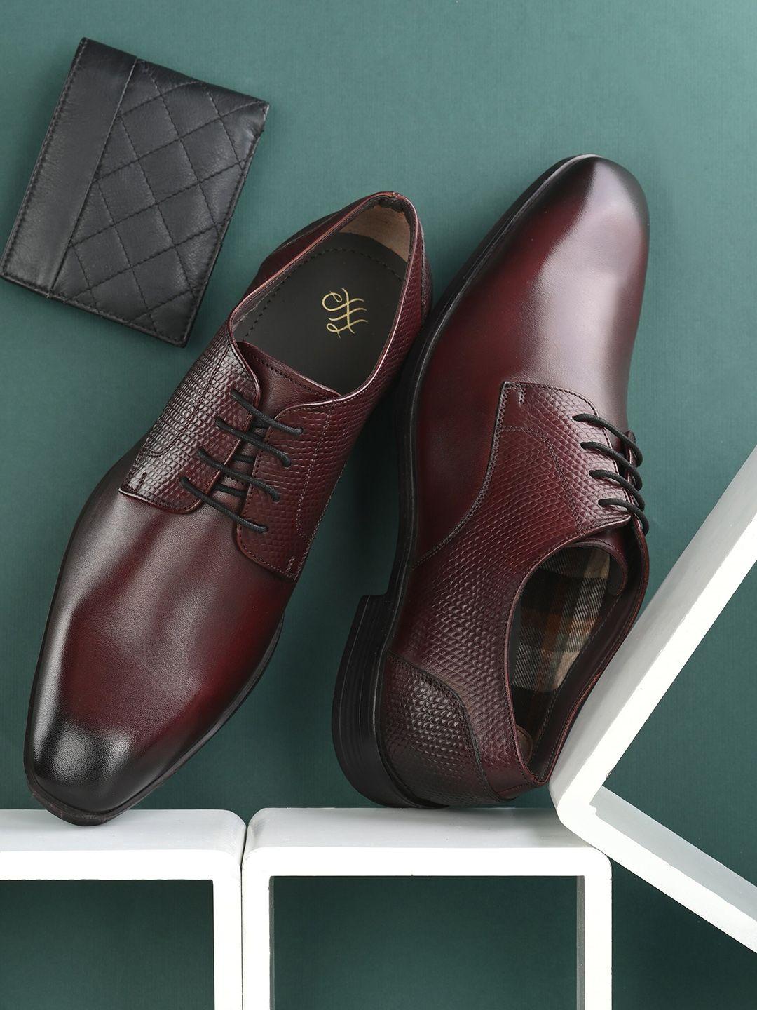 house of pataudi men leather formal derbys shoes
