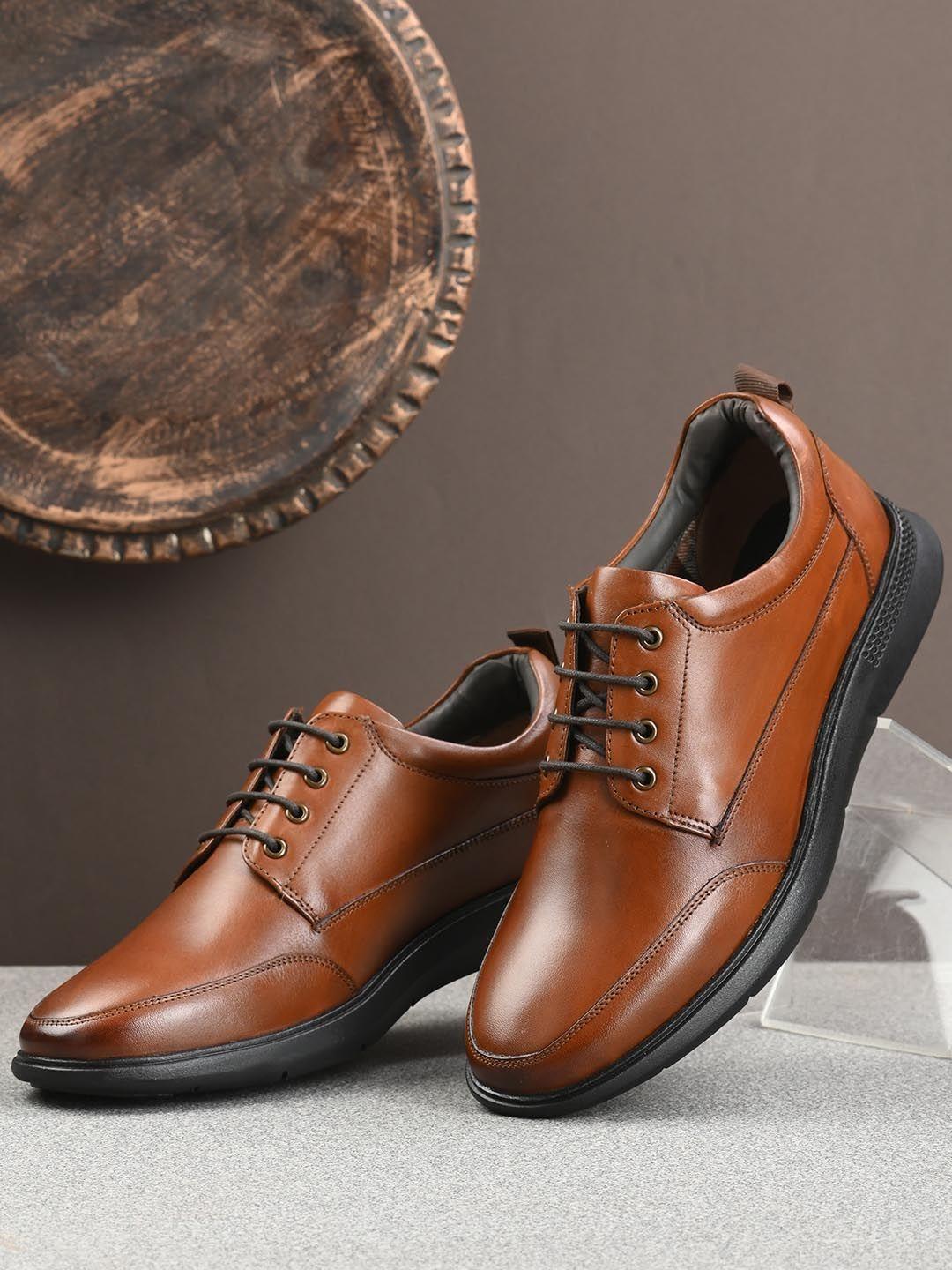 house of pataudi men leather formal derbys shoes