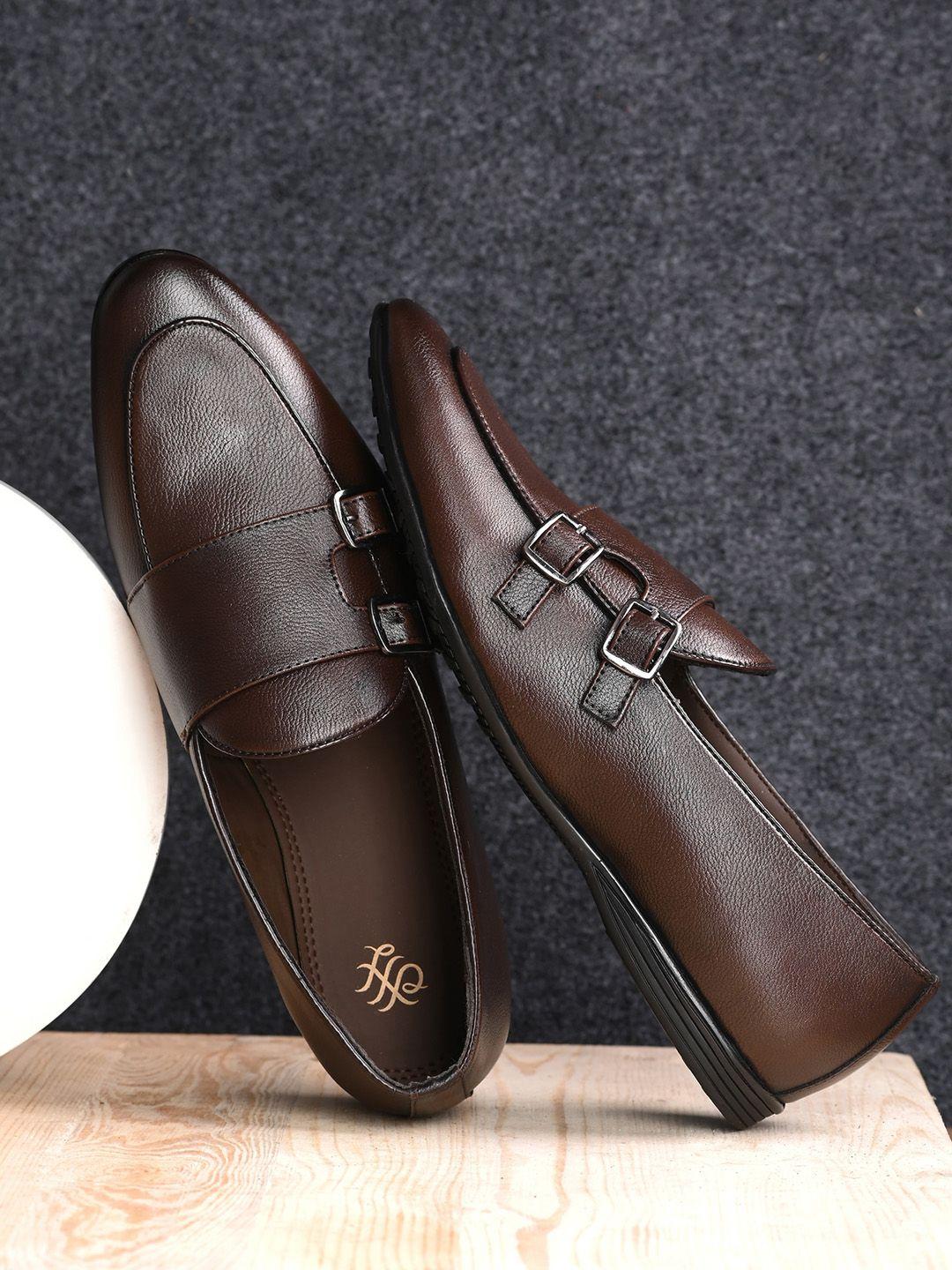 house of pataudi men slip on casual monk shoes