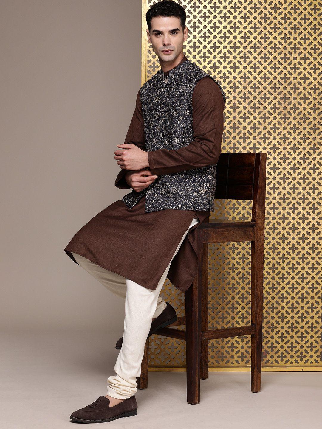 house-of-pataudi-woven-design-mandarin-collar-jashn-sequinned-nehru-jacket