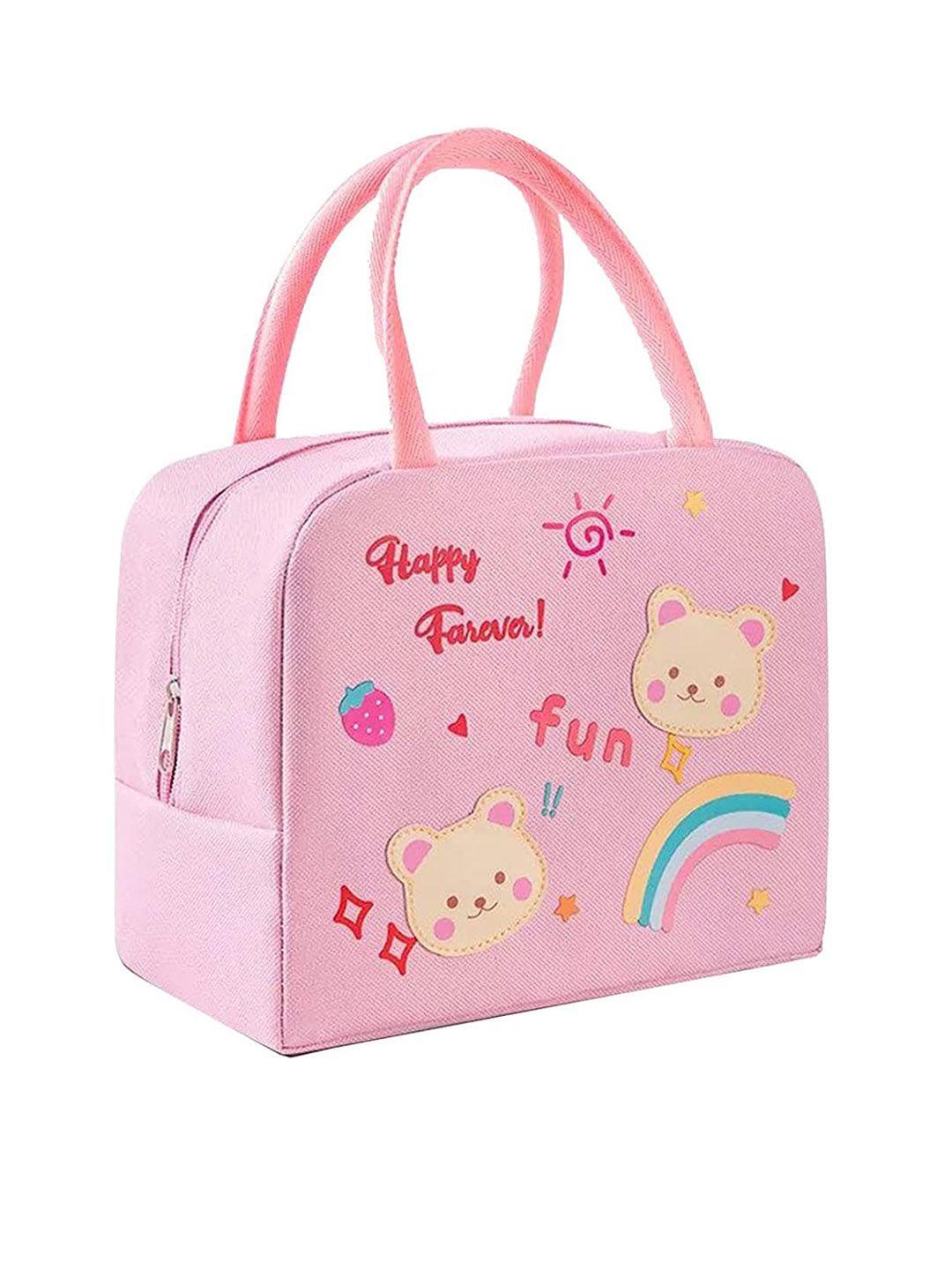 house of quirk pink printed insulated reusable lunch bag