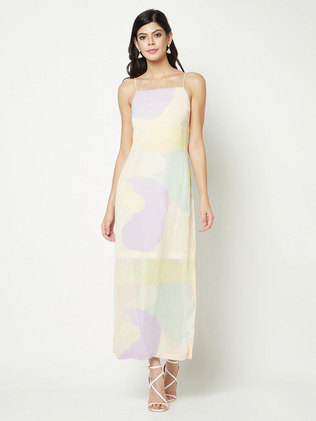 house of s abstract printed sleeveless maxi dress