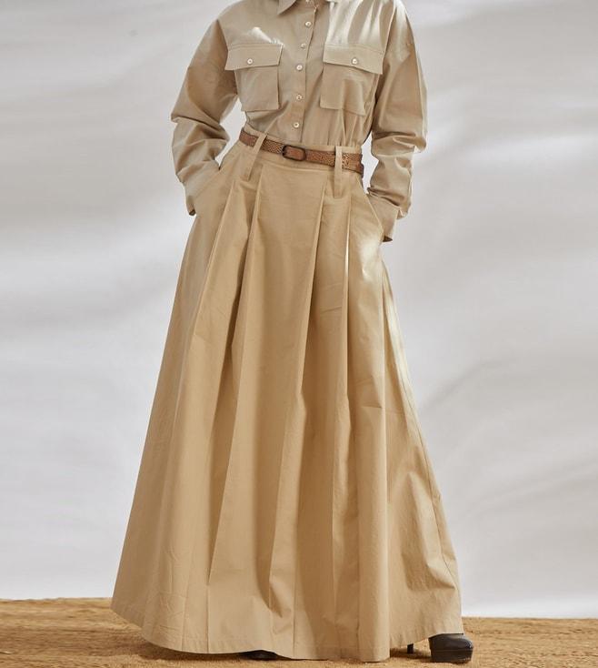 house of three diffusion beige viveka pleated skirt