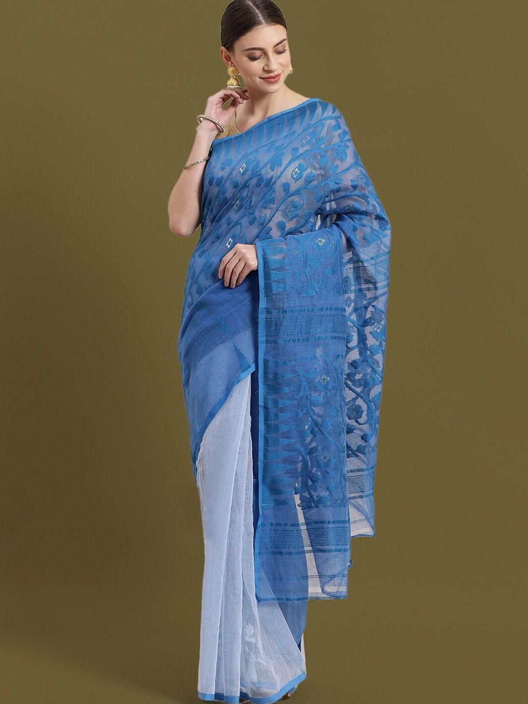 house of arli embroidered pure cotton jamdani saree