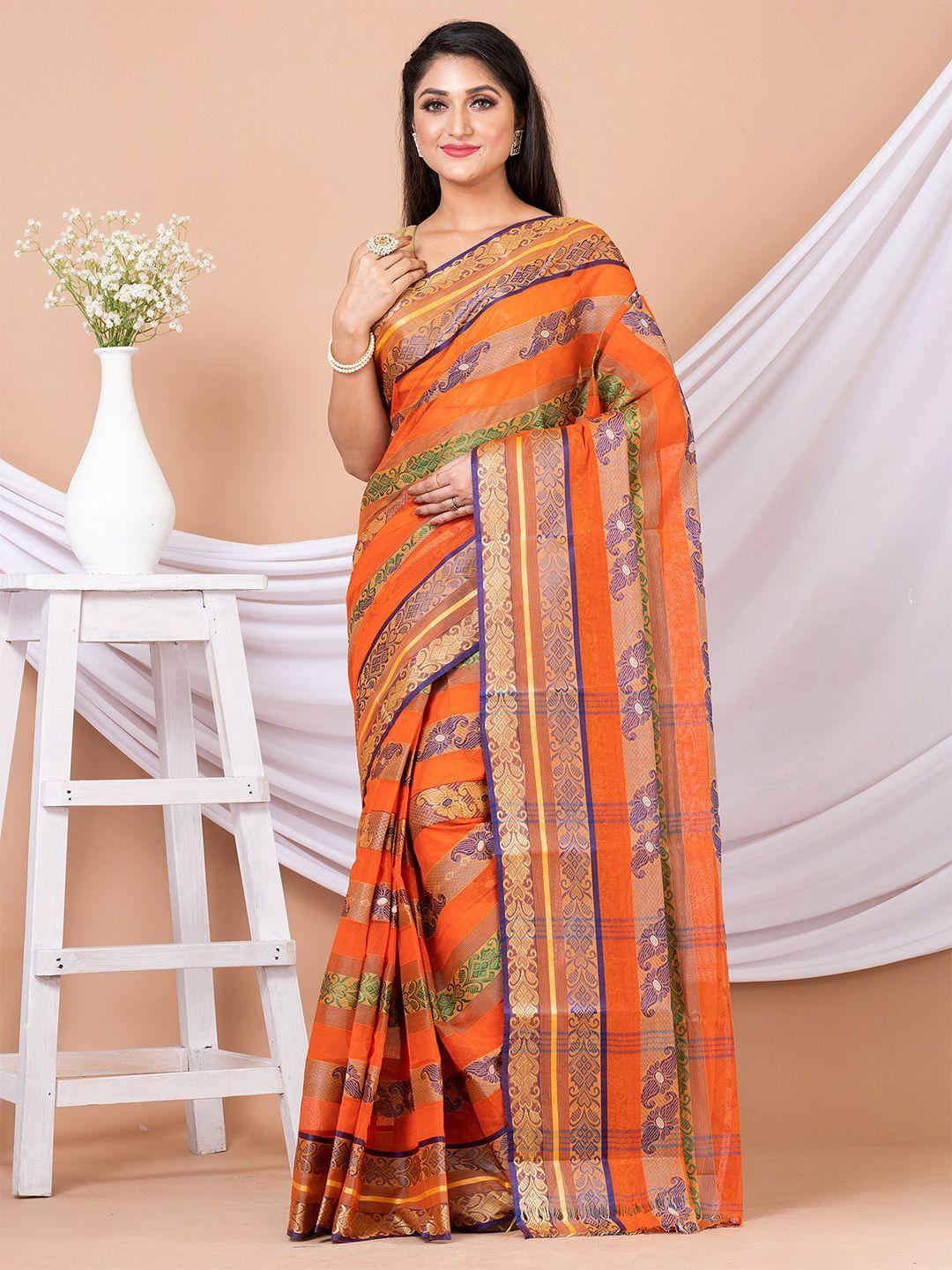 house of arli ethnic motifs woven design zari pure cotton taant saree