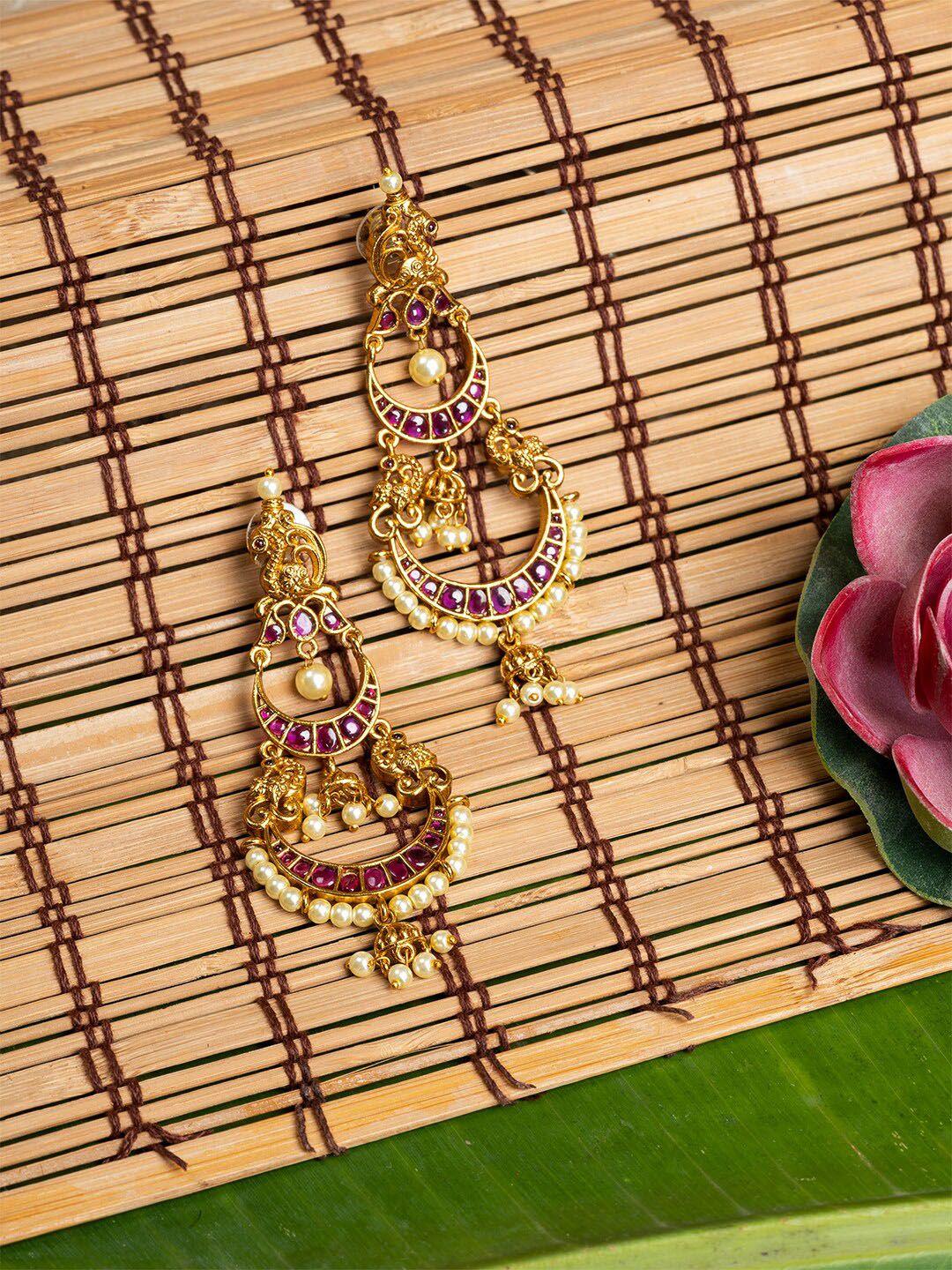 house of arli gold-plated crescent shaped chandbali earrings