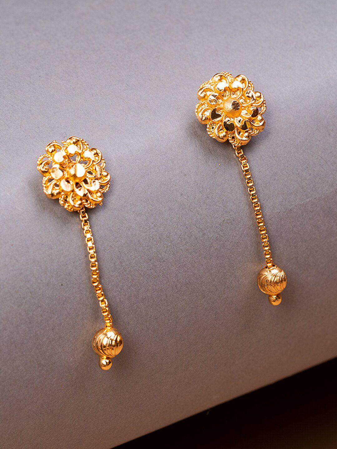 house of arli gold-plated floral shaped drop earrings