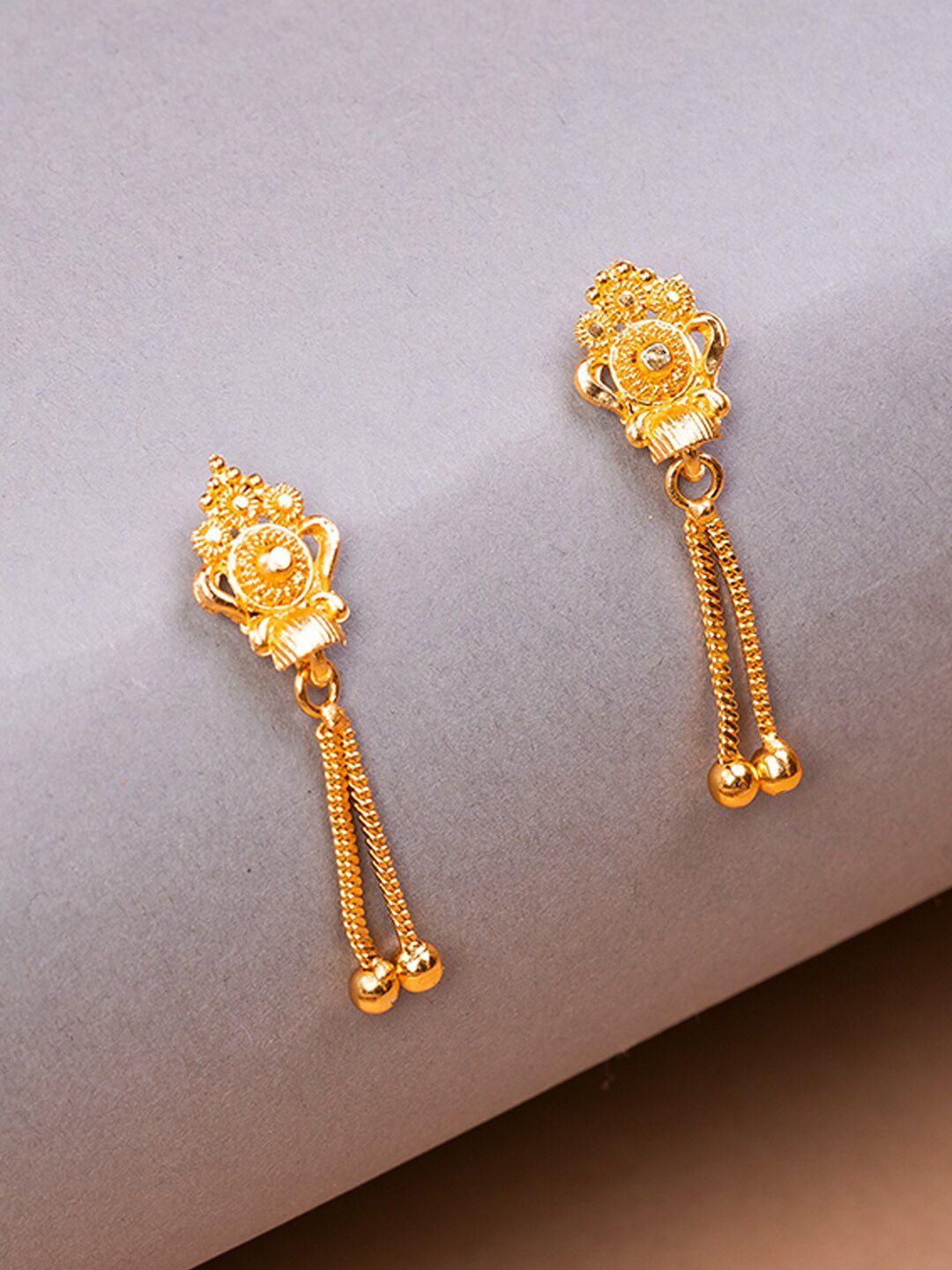 house of arli gold-plated leaf shaped drop earrings