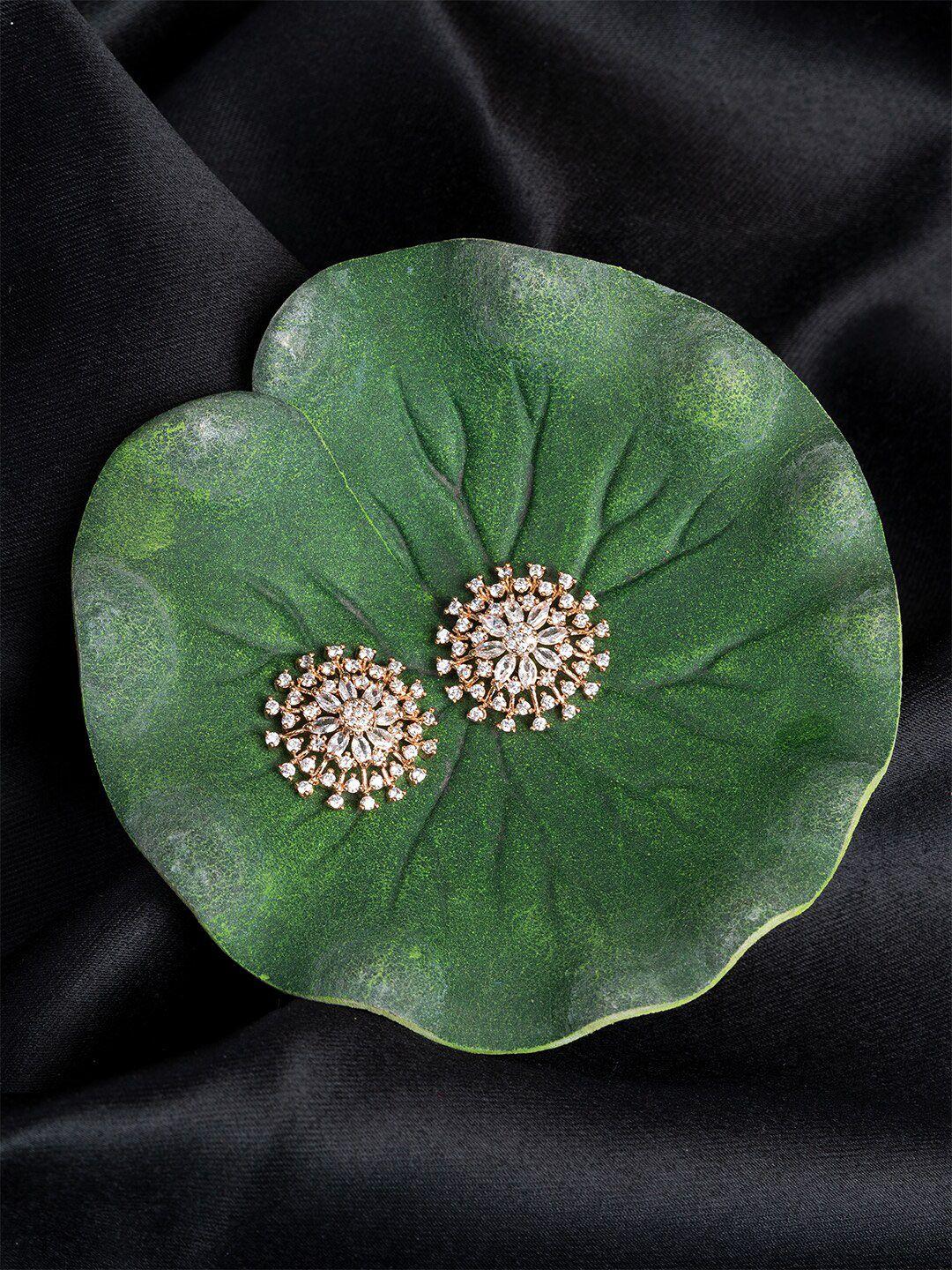 house of arli rhodium-plated floral studs earrings