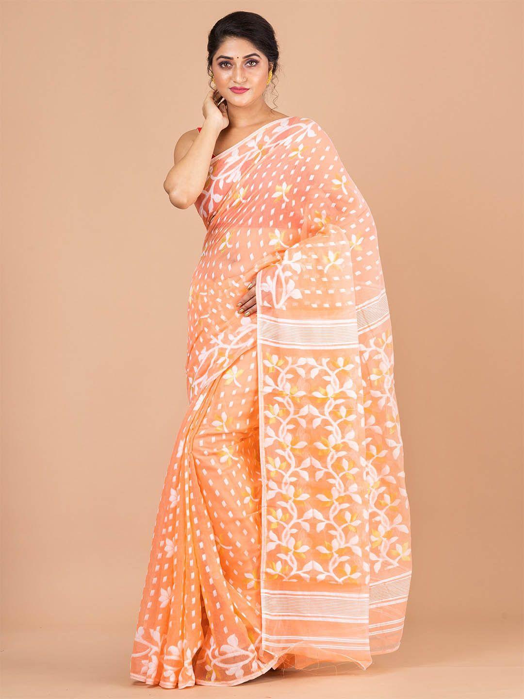 house of arli woven design pure cotton jamdani saree