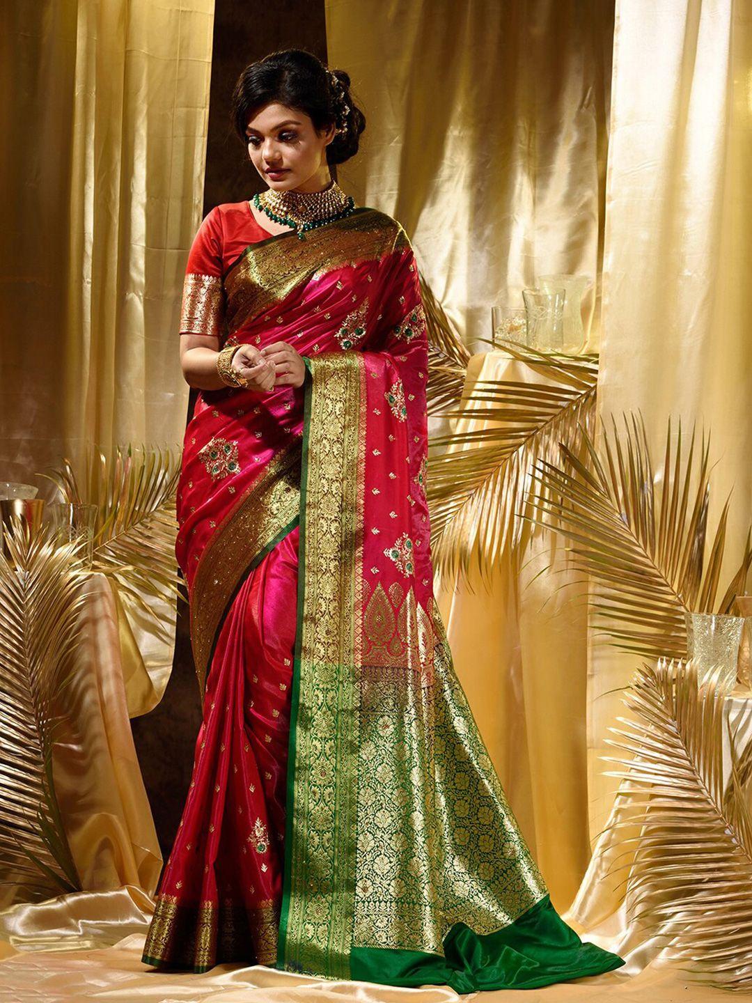 house of begum woven design zari satin banarasi saree