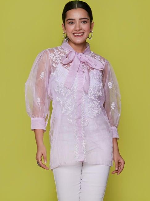 house of chikankari pink embroidered tunic